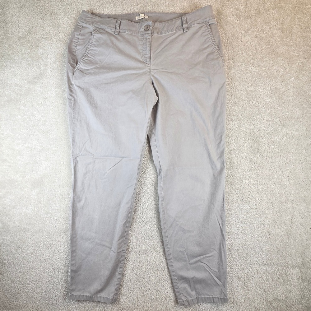 Eileen Fisher Womens‎ Gray Stretch Cotton Twill Tapered Chino Pants Size Large